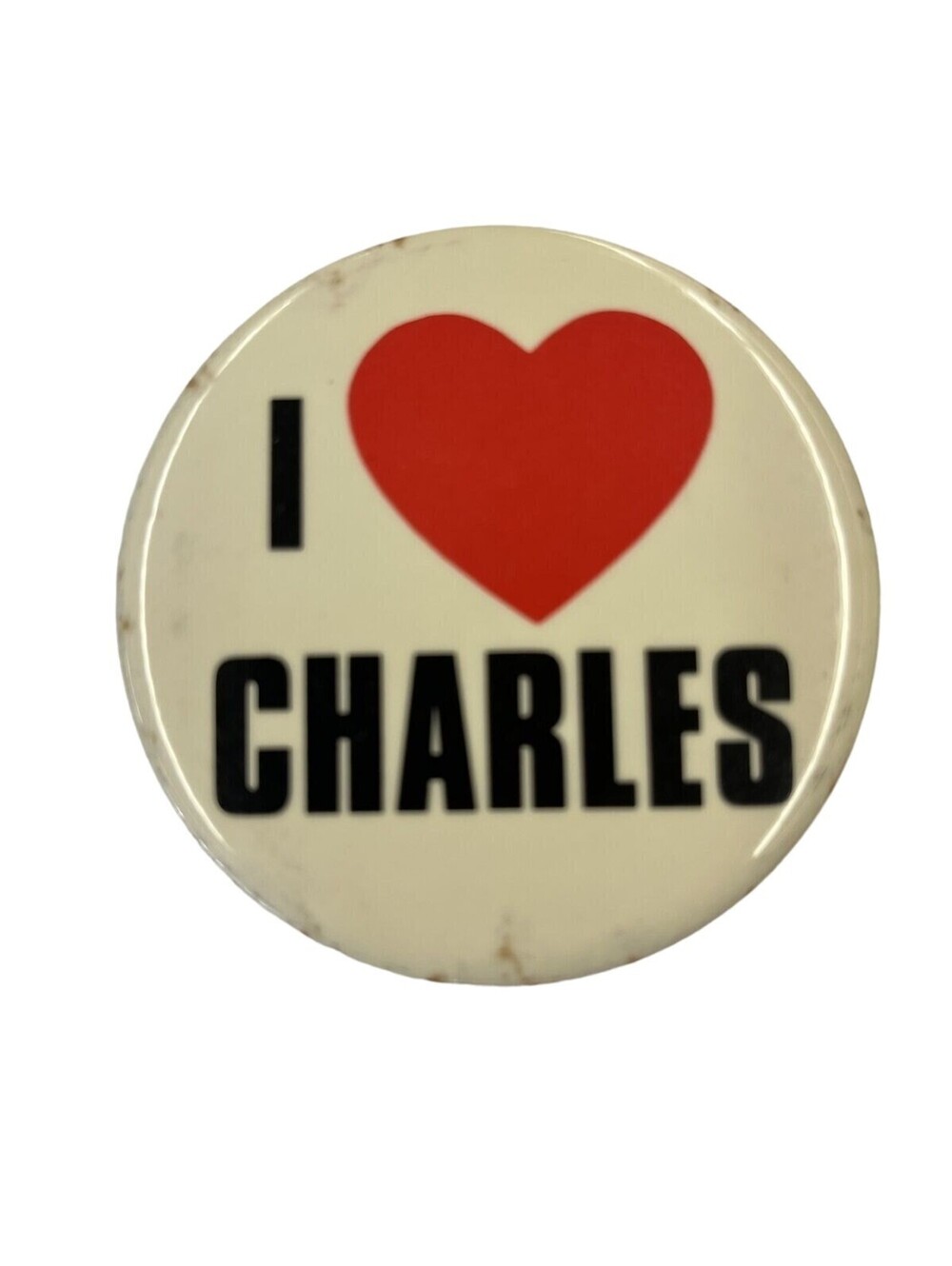 I Love Charles Vintage 1980s Pinback Button